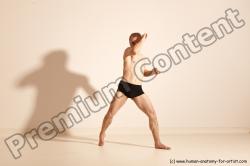 Underwear Martial art Man White Moving poses Slim Short Blond Dynamic poses Academic